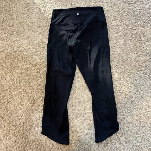 Lululemon Leggings Womens 8 Black Cropped High Rise Yoga Athletic Pants Running - Picture 3 of 7